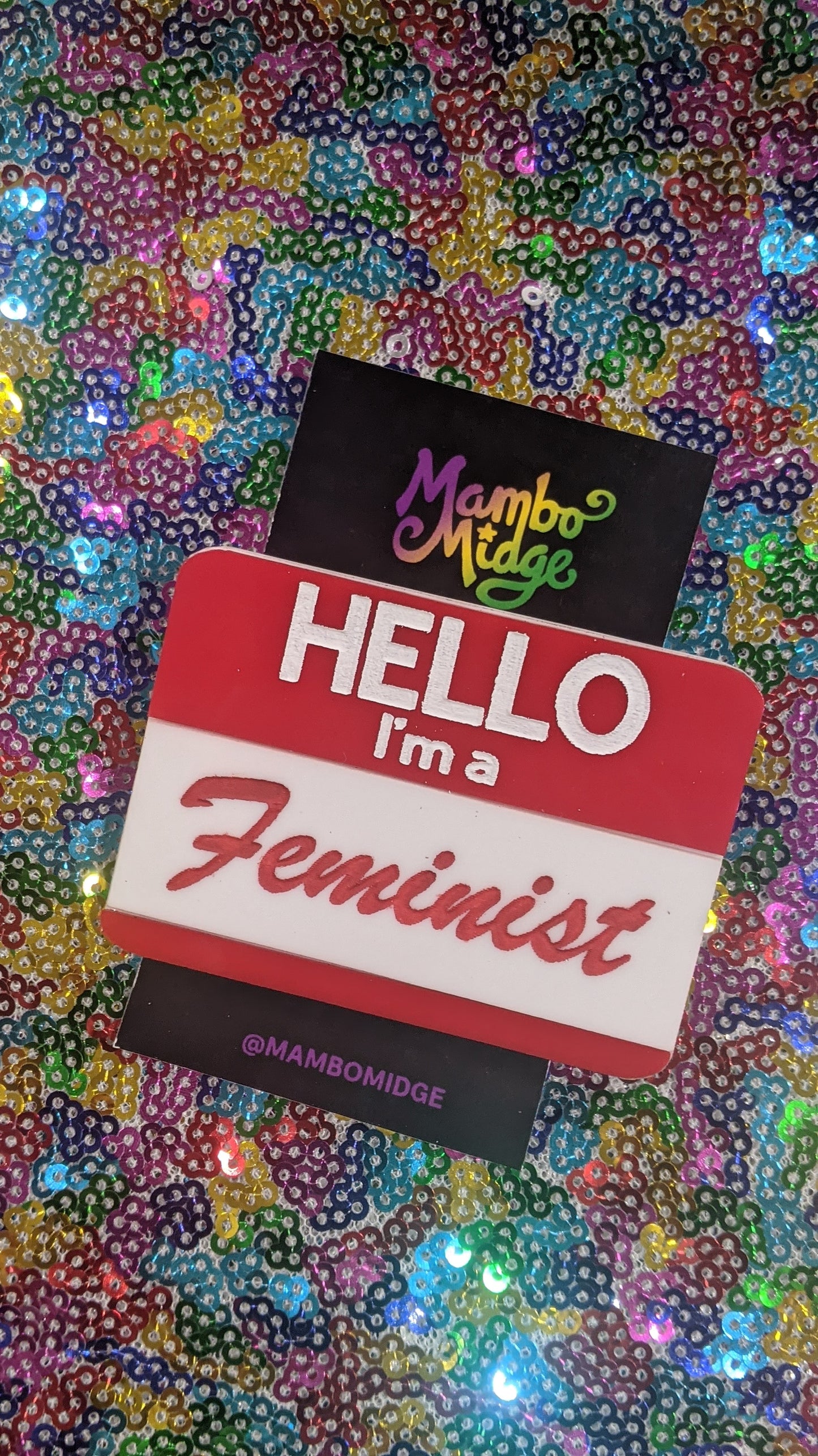 Feminist Name Tag Pin